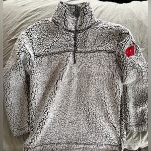 University of Wisconsin Badgers Quarter Zip Gray Fleece